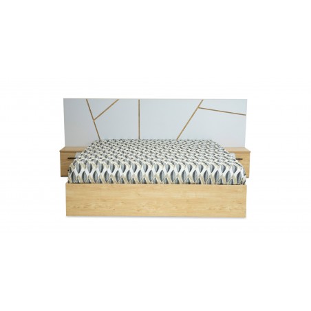 Cabana Bed 160x200 cm With 2 Night Tables Applewood & White
