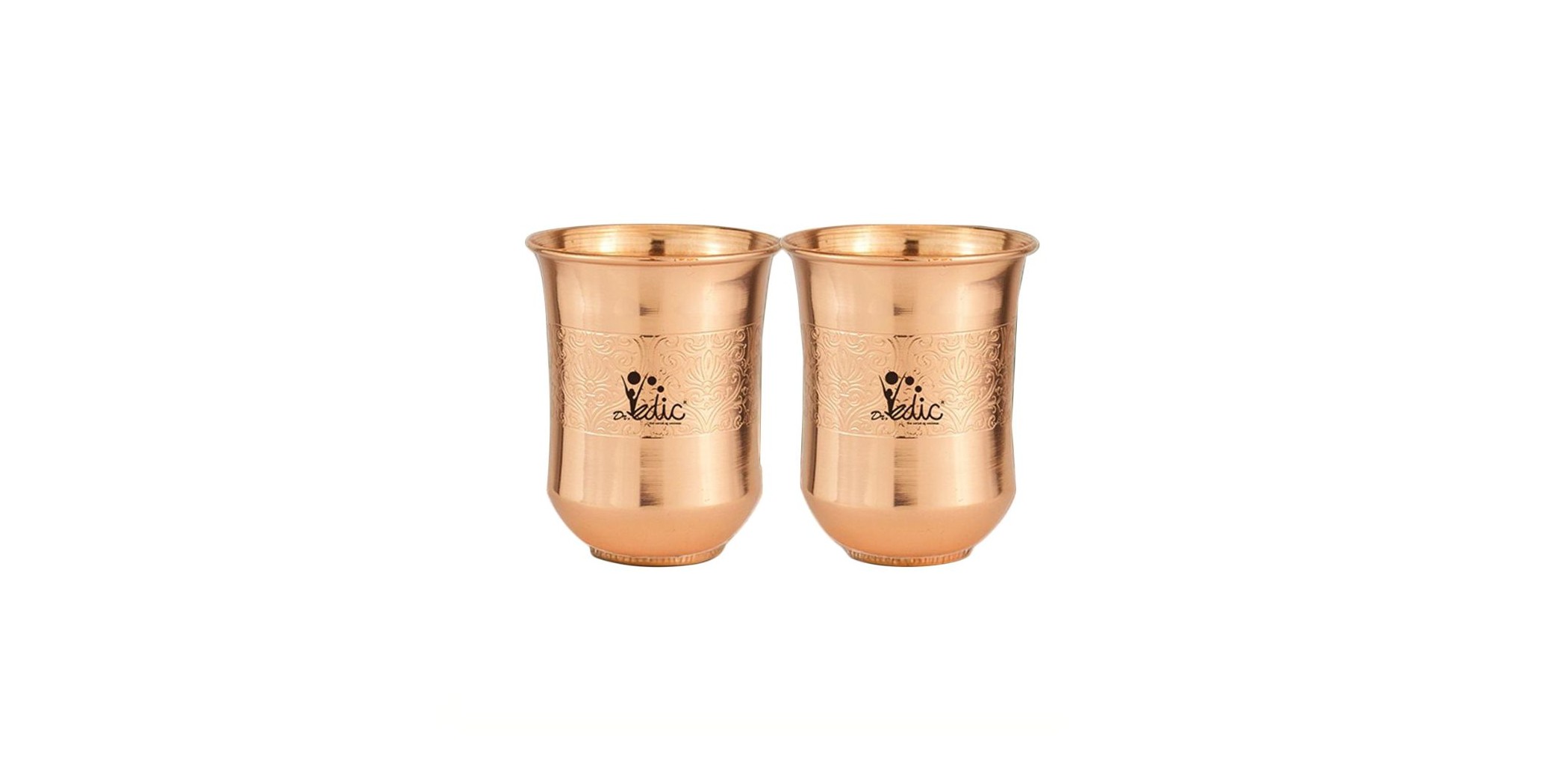 Dr Vedic DRV031 2x250ml Glossy Carving Curvy Glass  Copper "O"