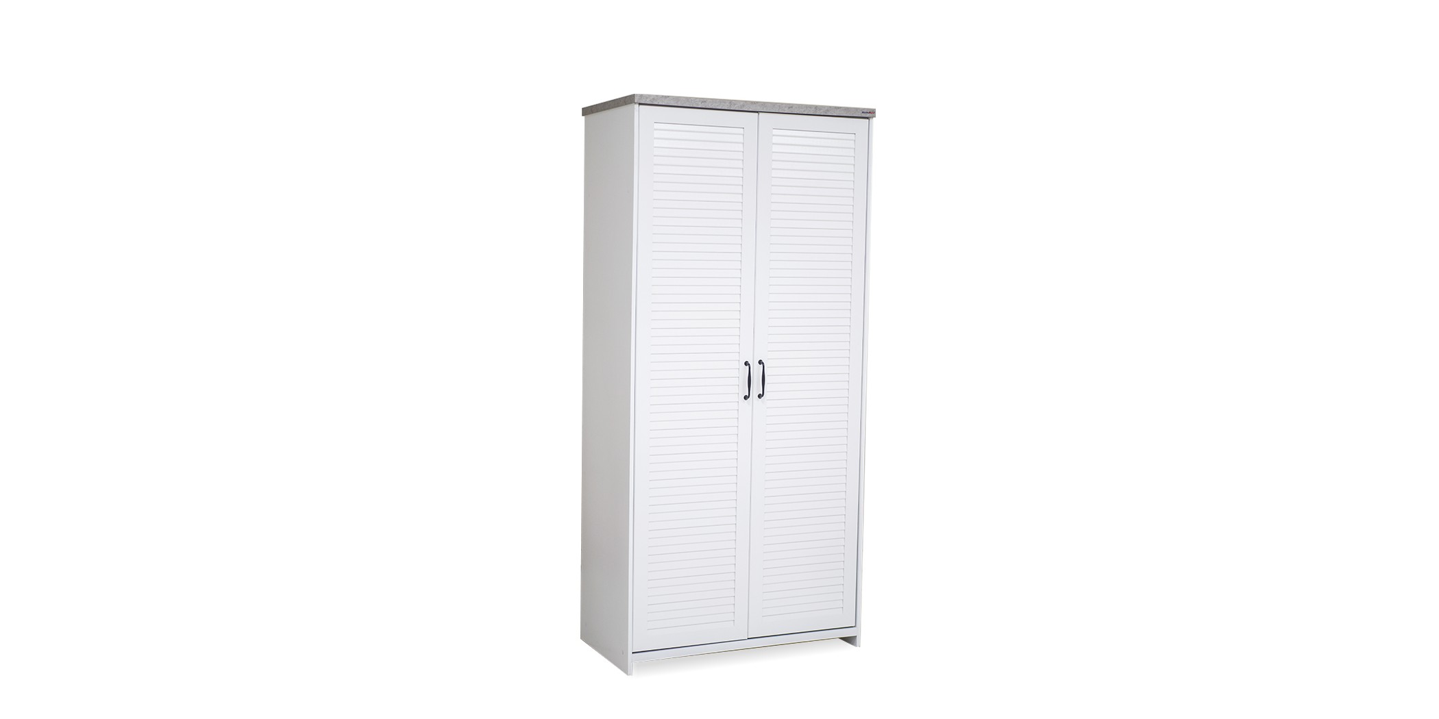 Aini Wardrobe 2 Doors White & Marble Grey