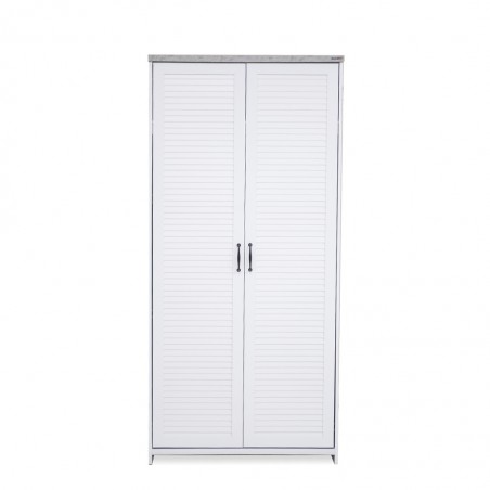 Aini Wardrobe 2 Doors White & Marble Grey