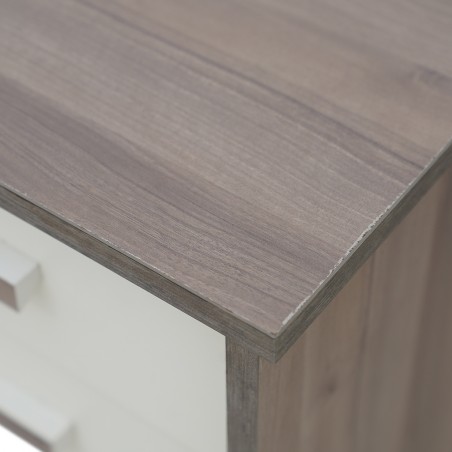 Jayden Office Table & 3 Drawers Ivory / Walnut