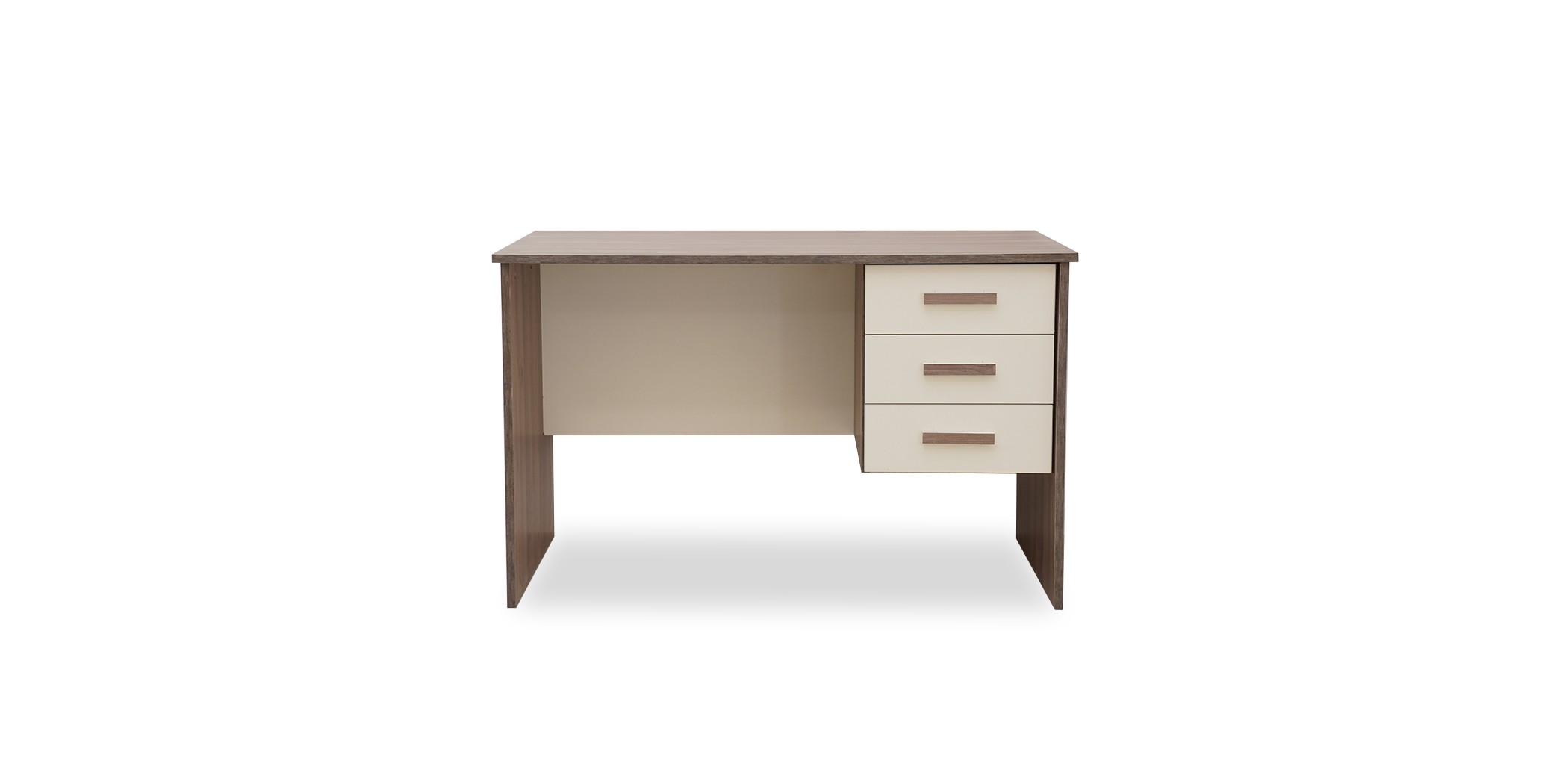 Jayden Office Table & 3 Drawers Ivory / Walnut