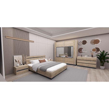 Merli Bedroom Set 160x200 cm Flora & Anthracite
