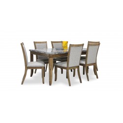 Oscar Table and 6 Chairs Dark Dry Brush