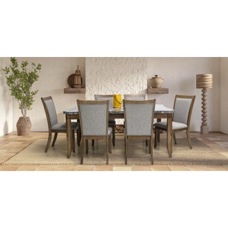 Oscar Table and 6 Chairs Dark Dry Brush