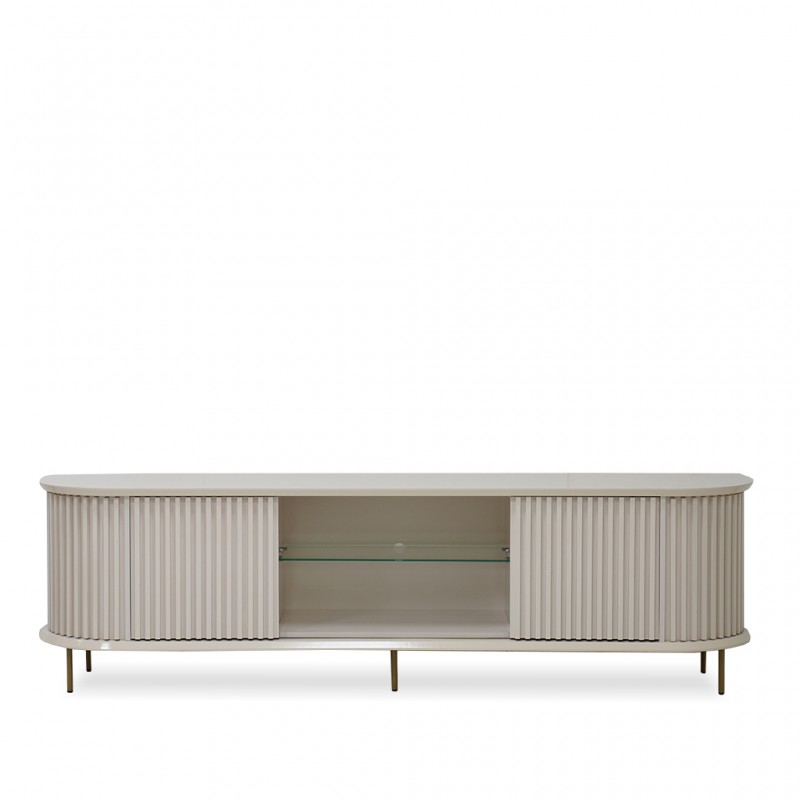 Atlas Low TV Cabinet With 2 Sliding Doors Off White Atlas Low TV Cabinet With 2 Sliding Doors Off White