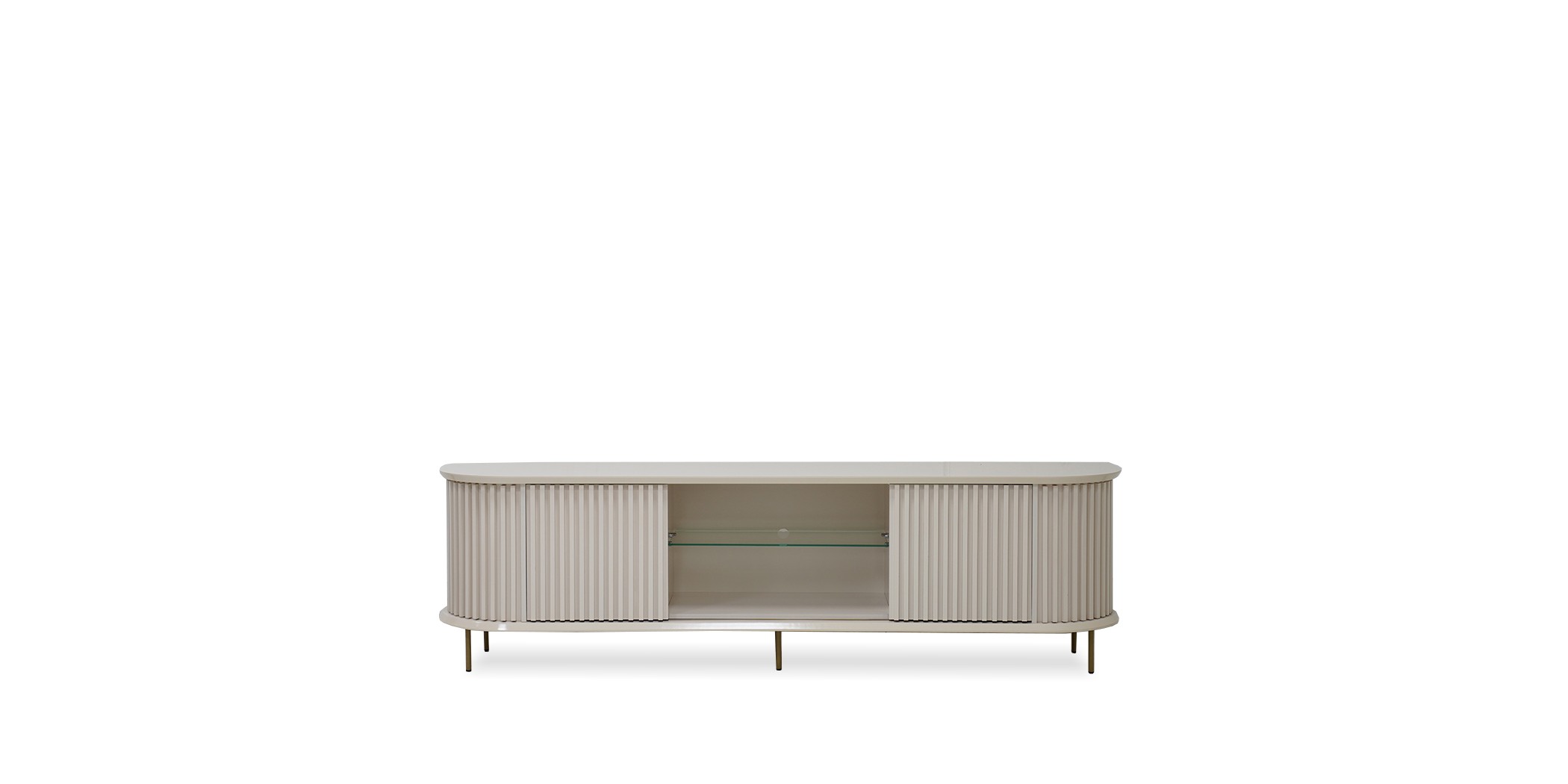 Atlas Low TV Cabinet With 2 Sliding Doors Off White