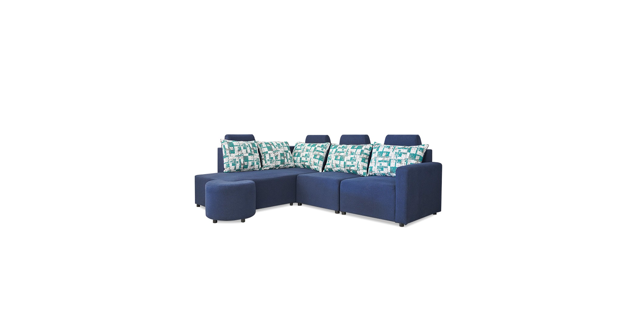 Angelo Corner LHF Chaise+RHF 3S+Ottoman Blue Col
