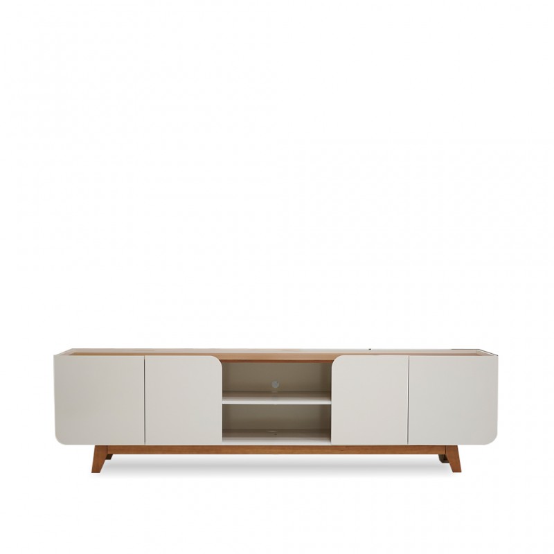 Nadine Low TV Cabinet With 4 Drs Off White/Freijo Nadine Low TV Cabinet With 4 Drs Off White/Freijo