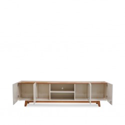 Nadine Low TV Cabinet With 4 Drs Off White/Freijo Nadine Low TV Cabinet With 4 Drs Off White/Freijo