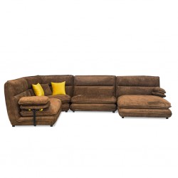 Zahara Corner LHF 3S & 2S Armless Chair & RHF Chaise Brown Zahara Corner LHF 3S & 2S Armless Chair & RHF Chaise Brown