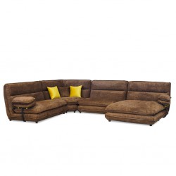 Zahara Corner RHF Chaise+LHF 3S+2S Armless Brown