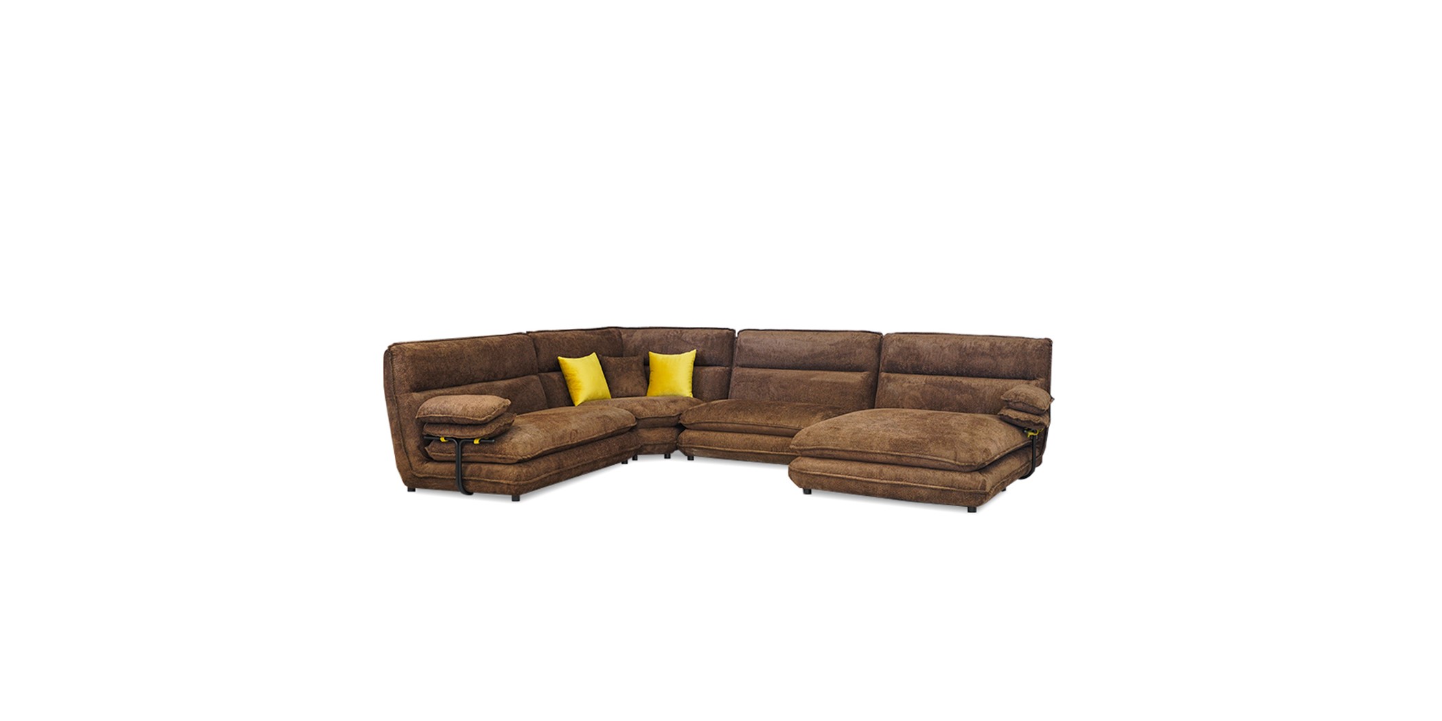 Zahara Corner LHF 3S & 2S Armless Chair & RHF Chaise Brown