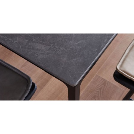 Brutus Table and 6 Chairs Ceramic Top Dark Grey fabric
