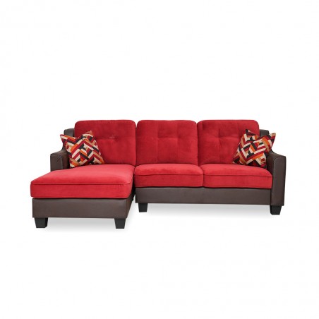 Gabrielle Corner LHF Chaise + RHF 2S Fab Red & Brown