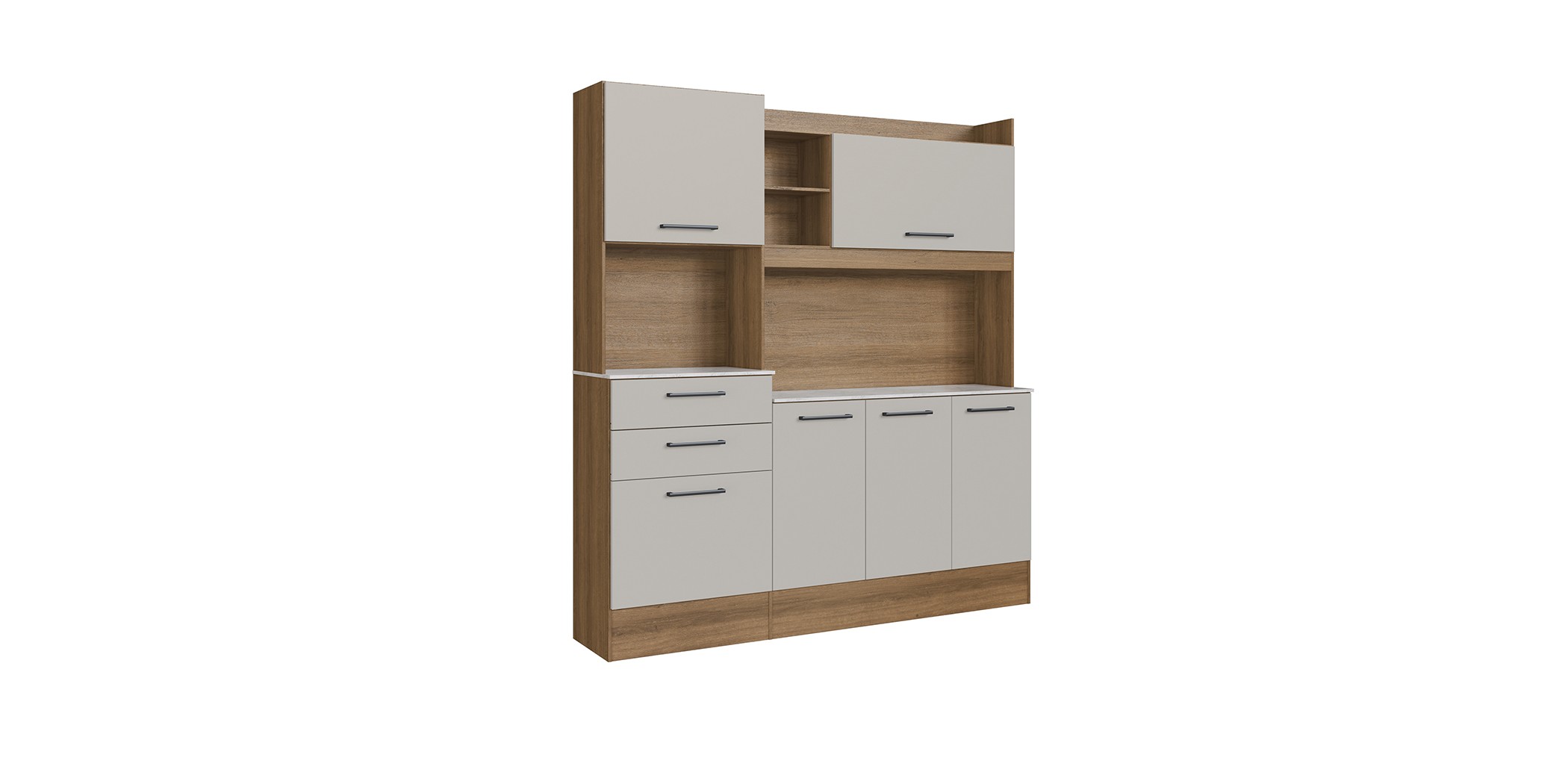 Baldo Kitchen Cabinet 6 Doors 2 Drawers Honey & Arenas