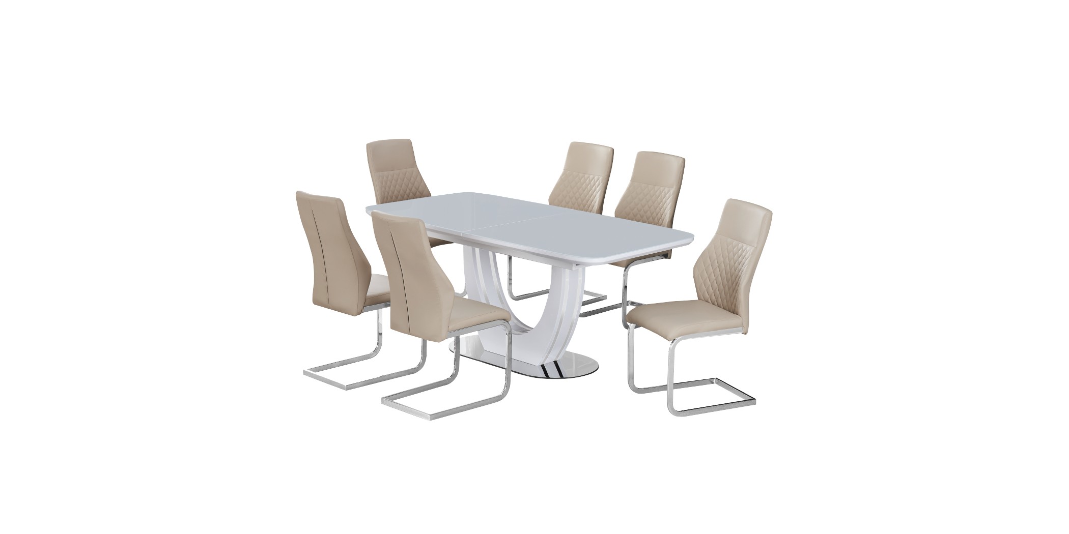 Stella Dining Table And 6 Chairs Beige