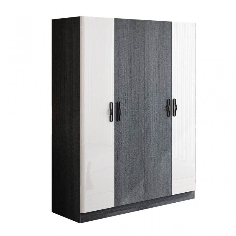 Hugo Wardrobe 4 Doors Dark Grey Hugo Wardrobe 4 Doors Dark Grey