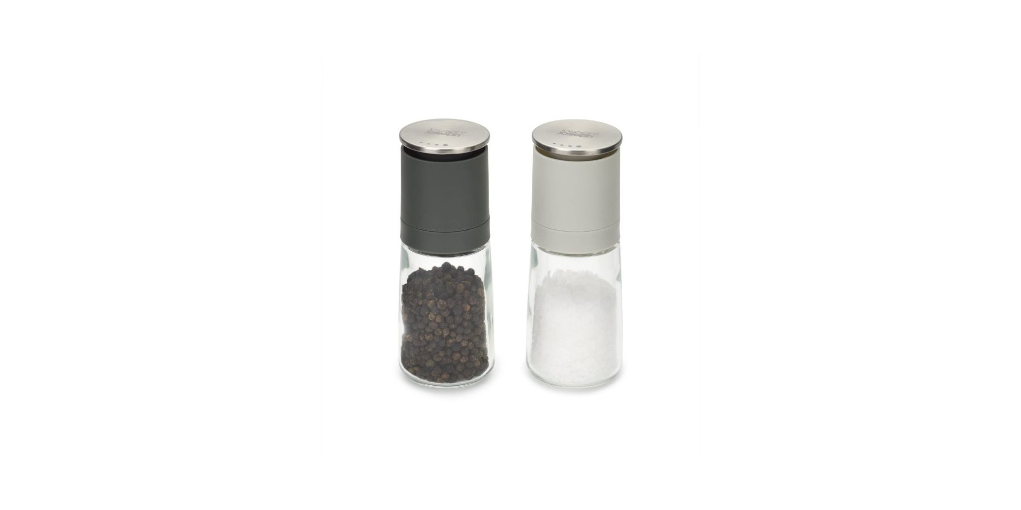 Joseph Joseph Duo 20198-JJ Grey No Spill Salt & Pepper Set "O"
