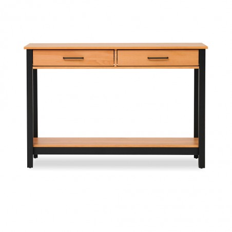 Madri Console 2 Drawers Roble/Black/Solid Wood