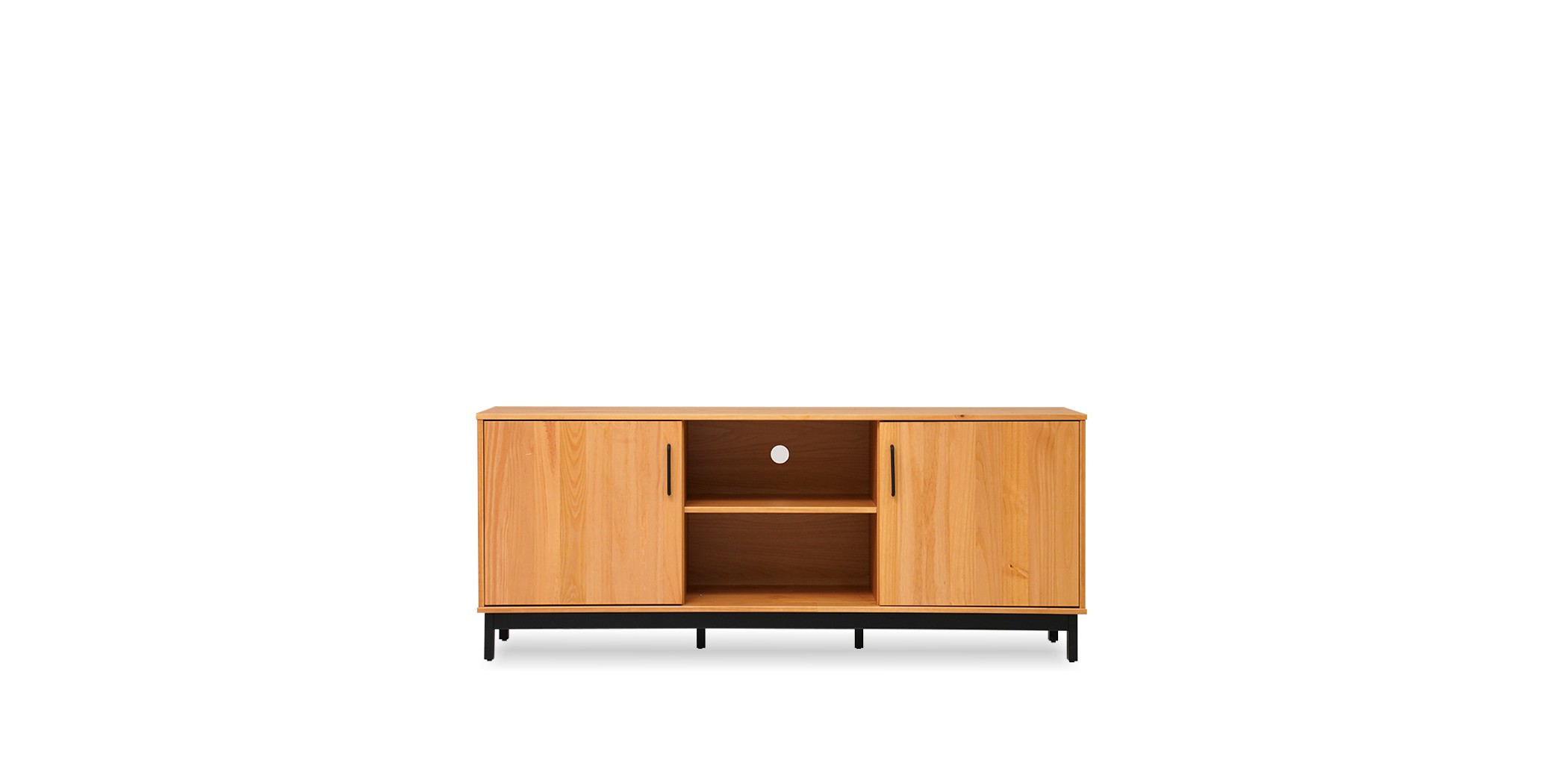 Madri Low TV Stand 2 Drawers Roble/Black/Solid Wood