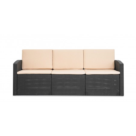 Sofia Sofa Set 3+1+1 With Coffee Table  Black & Beige
