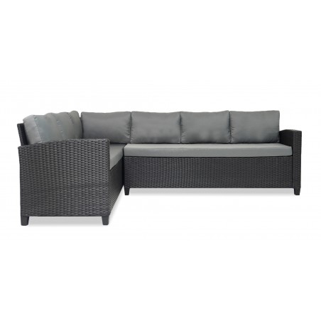 Fontana Corner With Table Black Rattan Dark