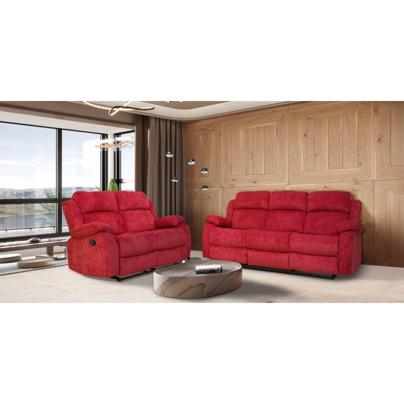 Sabella Recliner Sofa 3+2 Cranberry Col Fabric Sabella Recliner Sofa 3+2 Cranberry Col Fabric