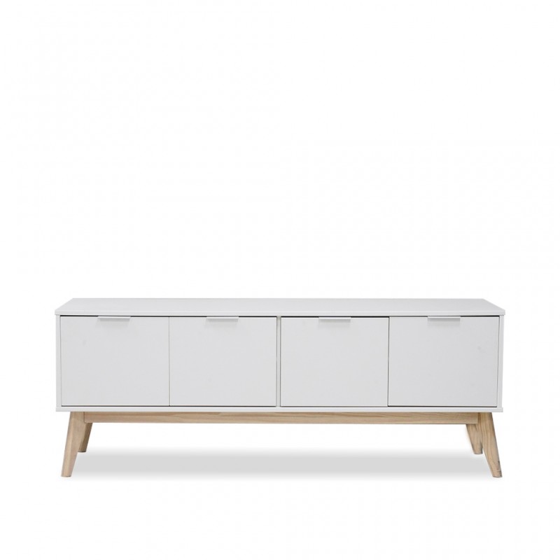 Campus Low TV Stand With 4 Doors White Matte/Mixe