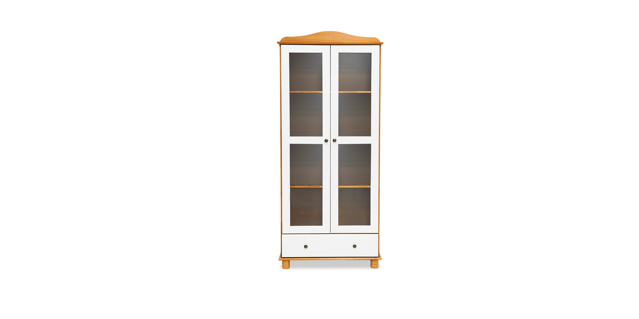 Rubi Showcase 2 Doors & 1 Drawer Teak/Off White