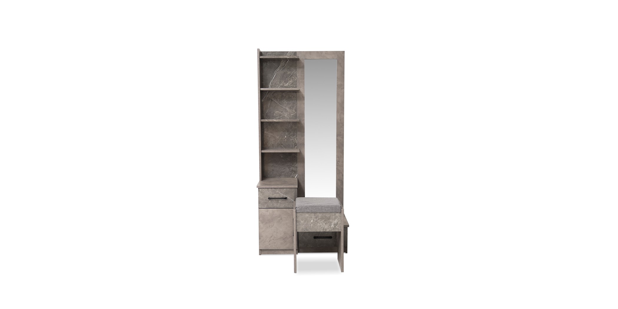 Montale Dressing Table Dark Ash Glossy & Light Ash With Pouff