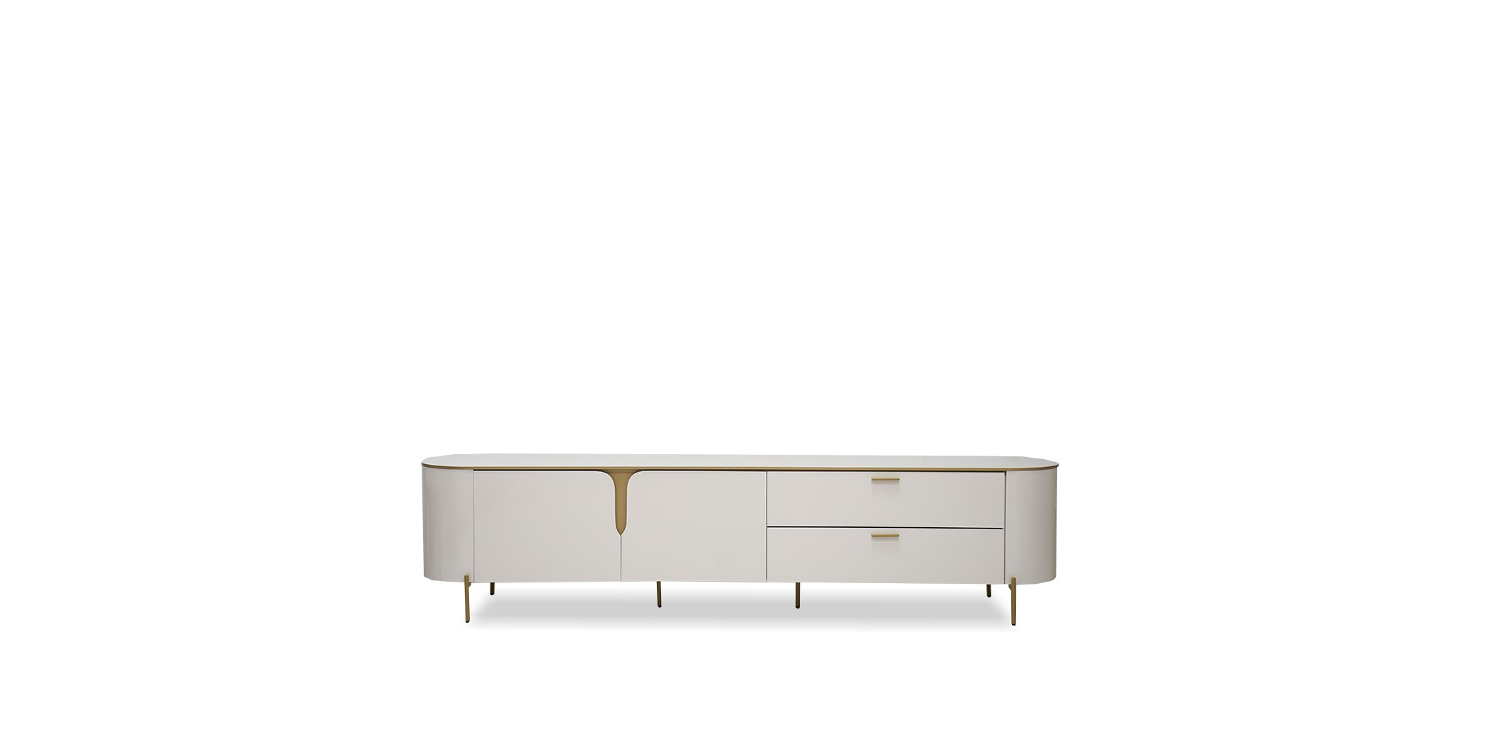 Celine Low TV Cabinet With 2 Doors & Drawers Off White