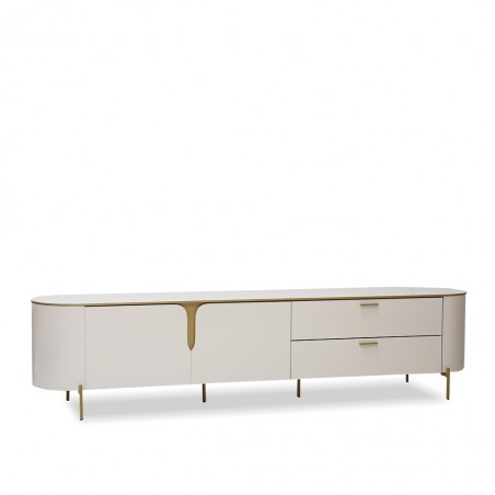 Celine Low TV Cabinet With 2 Doors & Drawers Off White