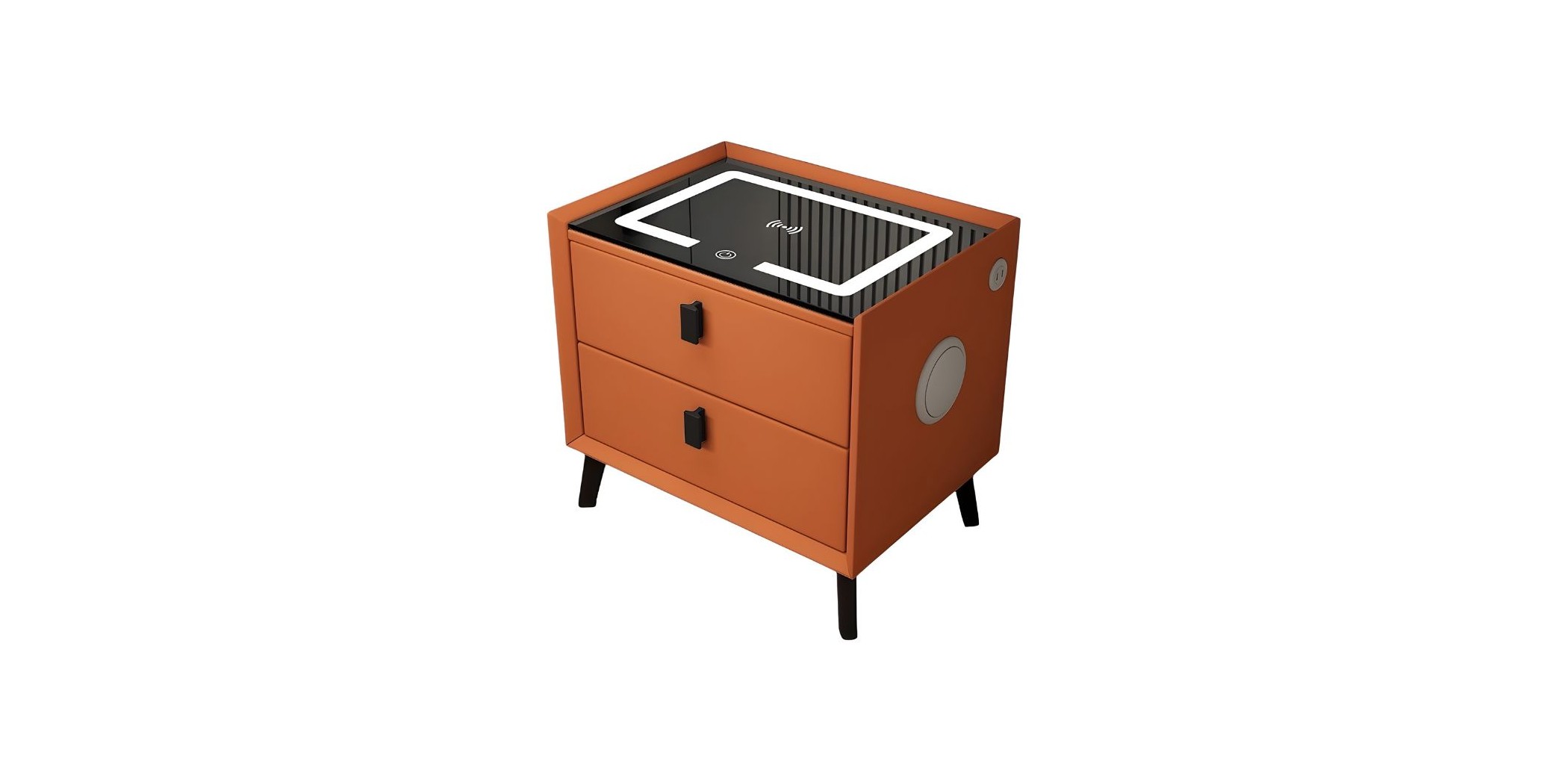 Baldo Bedside Cabinet Orange With Charger