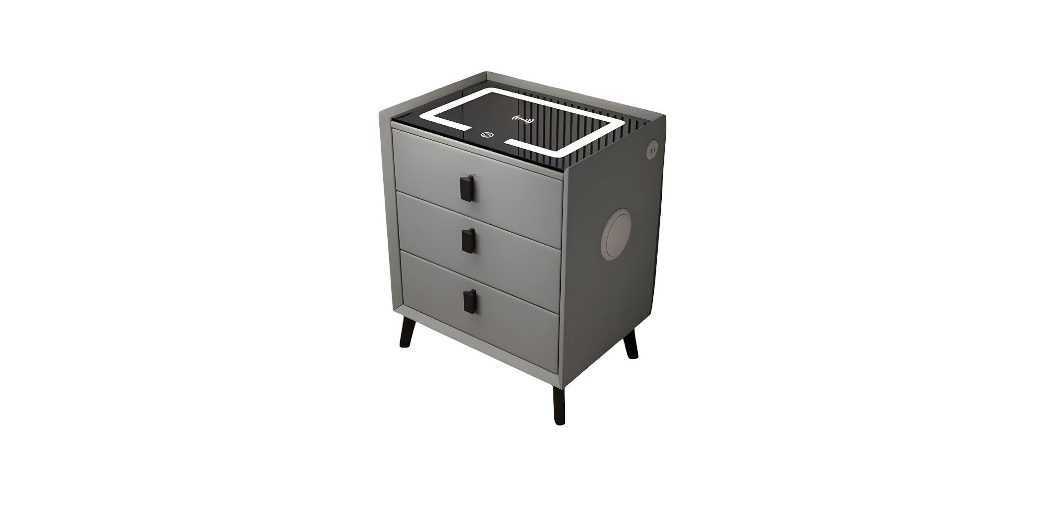 Luca Bedside Cabinet Grey With Charger