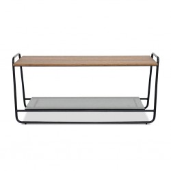 Newton Coffee Table Metal & Grey glass Shelf