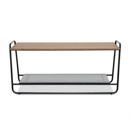 Newton Coffee Table Metal & Grey glass Shelf