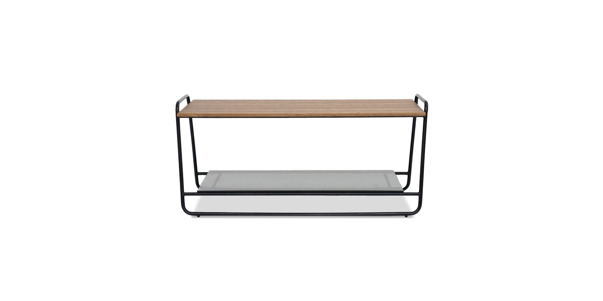 Newton Coffee Table Metal & Grey glass Shelf