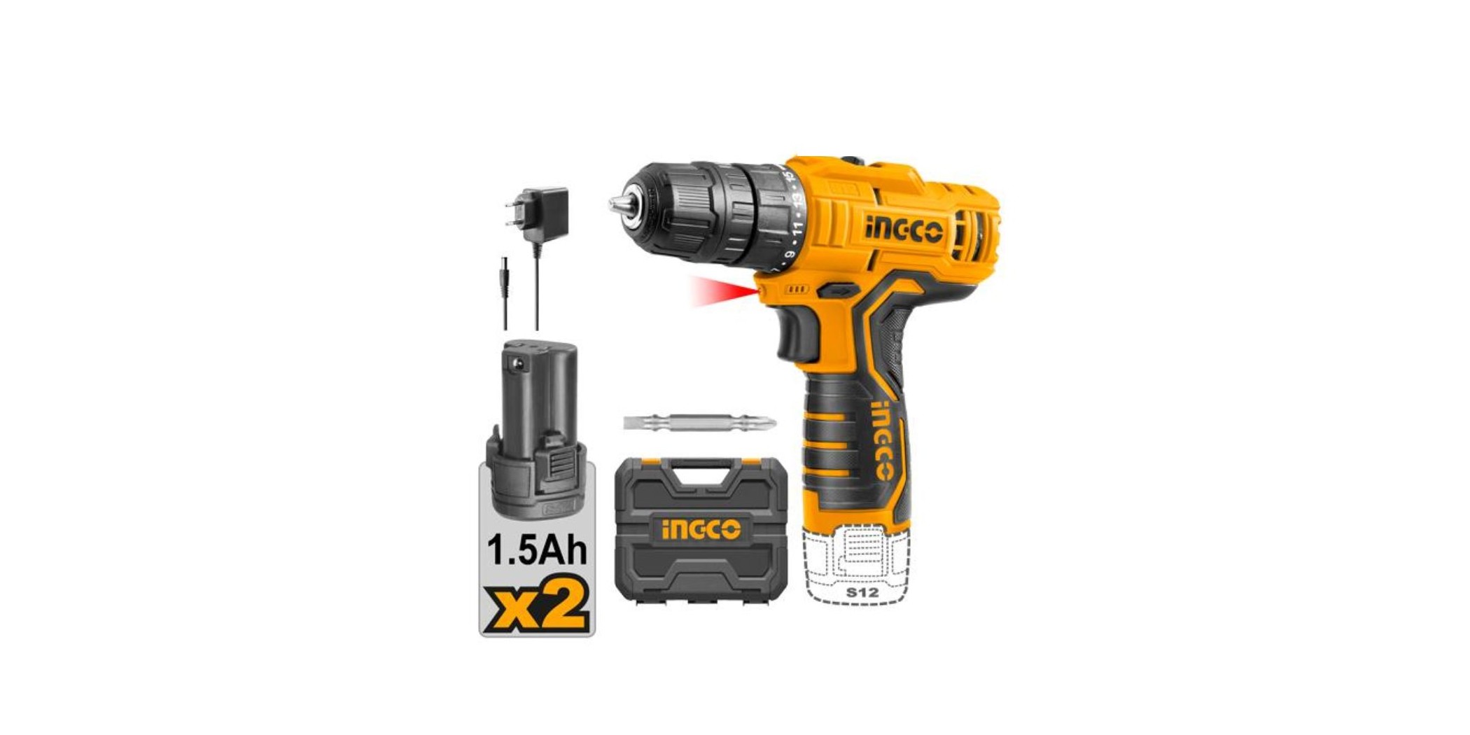 Ingco Cdli12208 Lithium-Ion Cordless Drill 12V