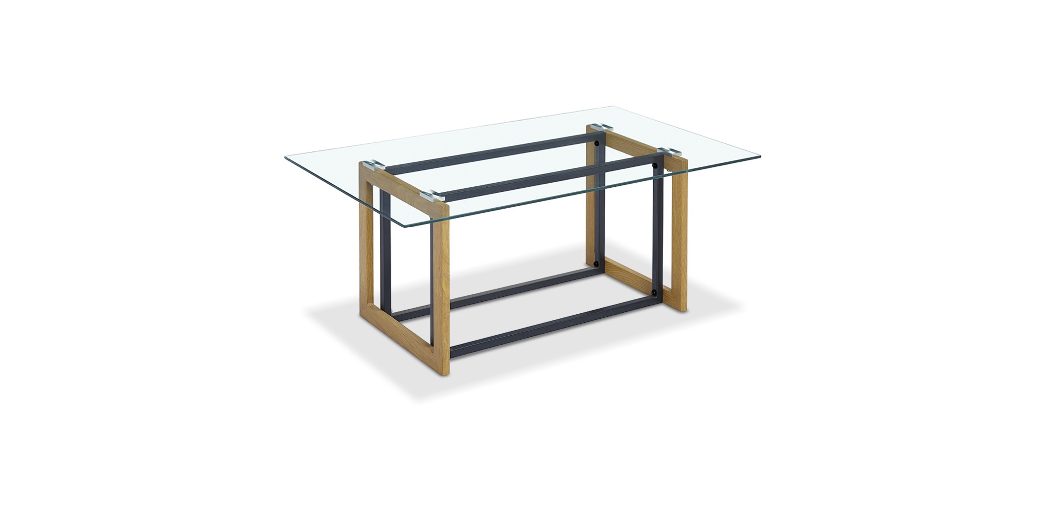 Osaka Coffee Table 8mm Tempered Glass & Black Powder Coated Metal Leg