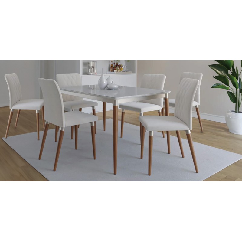 Abbey Table and 6 Chairs Off White & Champagne Abbey Table and 6 Chairs Off White & Champagne