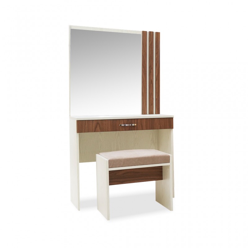 Camellia Dressing Table Walnut & Off White In Plywood Camellia Dressing Table Walnut & Off White In Plywood