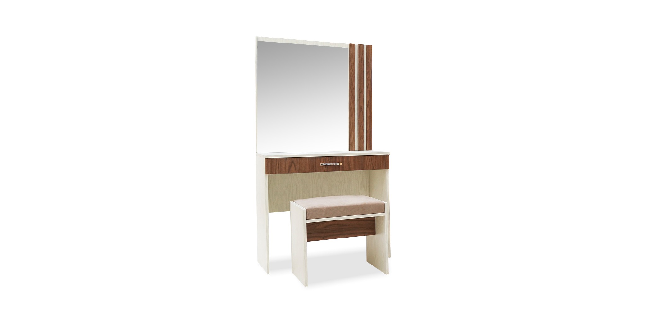 Camellia Dressing Table Walnut & Off White In Plywood