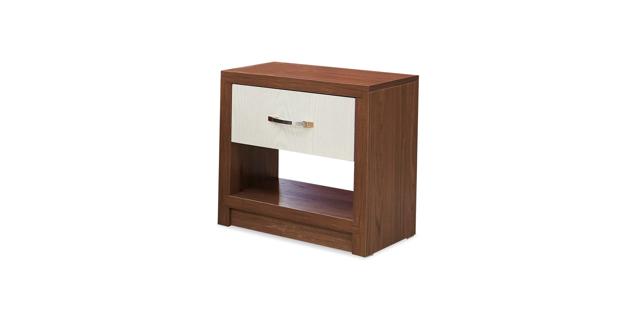 Camellia Night Table Walnut & Off White In Plywood