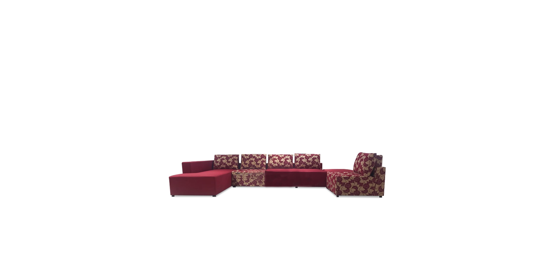 Tola LHF Chaise+2S Armless & Ottoman Red