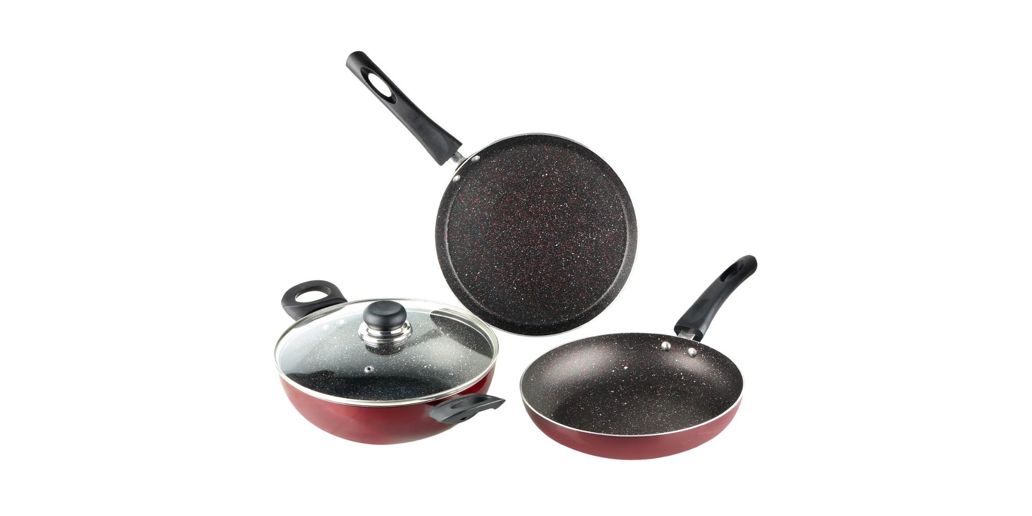 Vinod SUPP3 3pcs Induction 3mm Supreme Plus Set 2.5L Kadai With G/Lid, 24cm Frypan &28cm Dosa Tawa