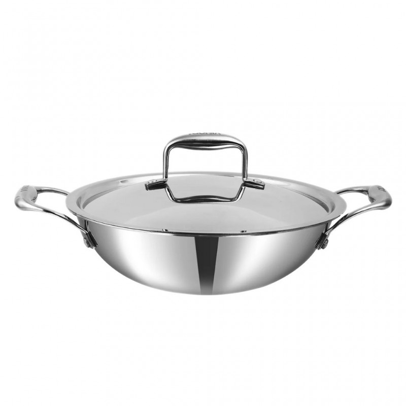 Vinod EDPXK30 30cm 5.5L Platinum SAS Pro Extra Deep Tri Ply Induction Kadai With Lid Vinod EDPXK30 30cm 5.5L Platinum SAS Pro Extra Deep Tri Ply Induction Kadai With Lid