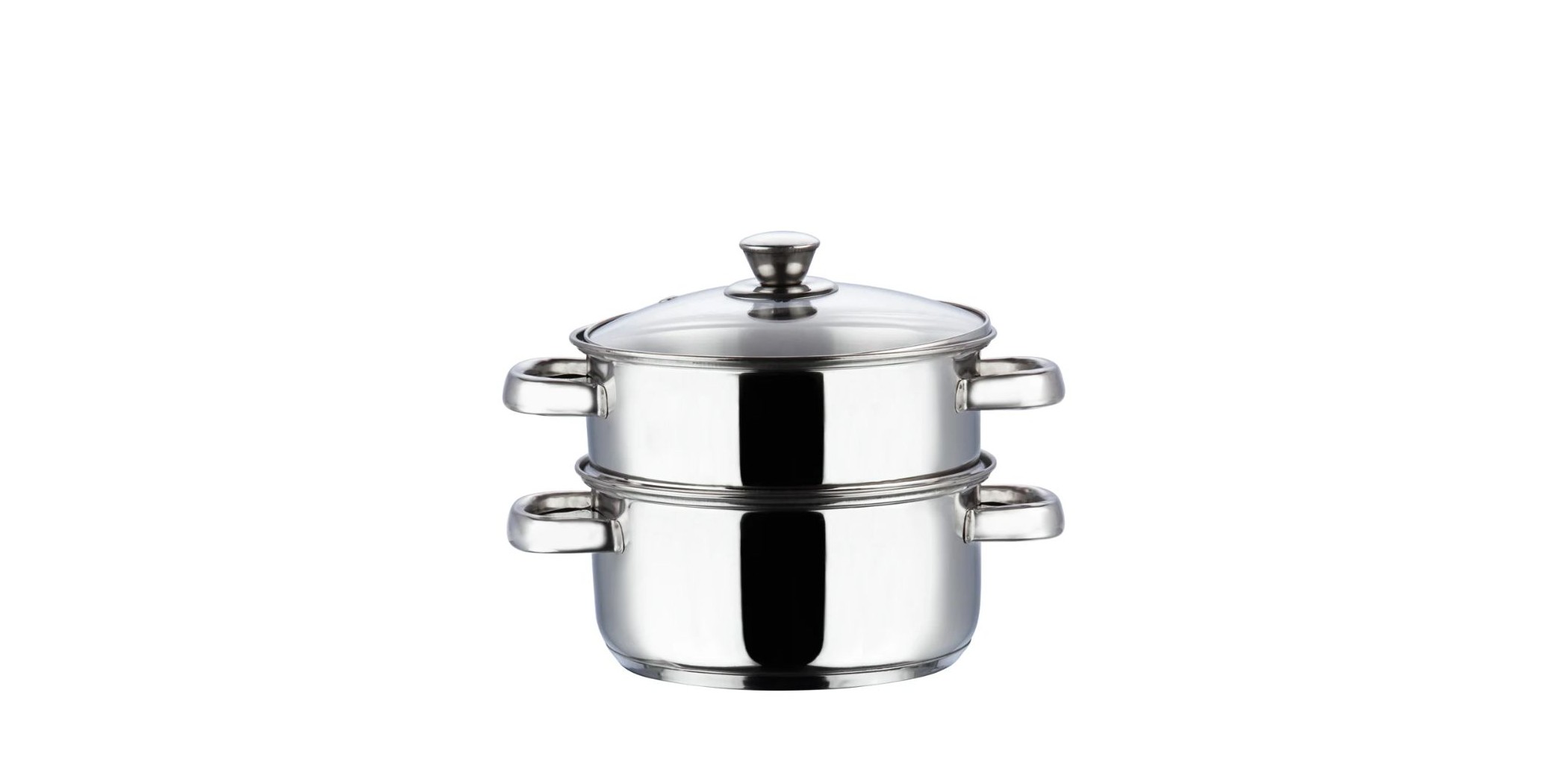 Vinod BSSH224 24 cm 2 Tier 2.5mm Induction Steamer With Glass Lid