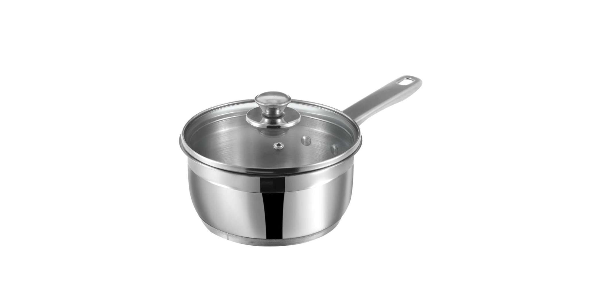 Vinod 3318 18cm 2.3L Two Tone S/S 6.2mm Saucepan With Glass Lid Induction