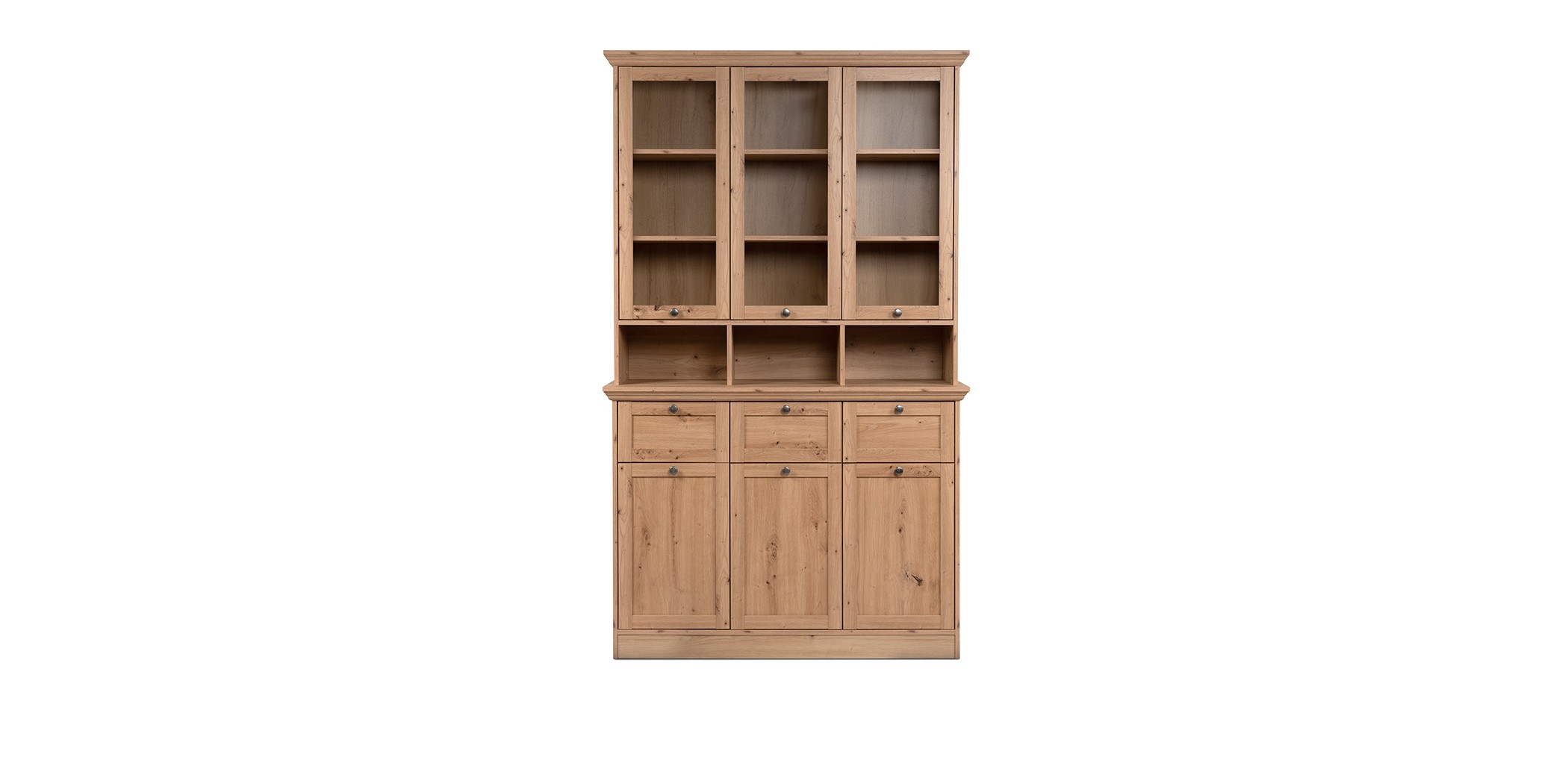 Timber Buffet 6 Doors With Glass and 3 Drawers
